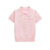 Aria | Knit Polo Shirt Cream Short Sleeve Collared