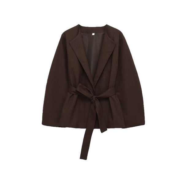 Rue | Casual Belted Blazer Brown Relaxed Fit