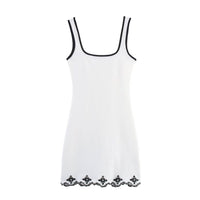 Viola | White Dress Black Lace Trim Sleeveless