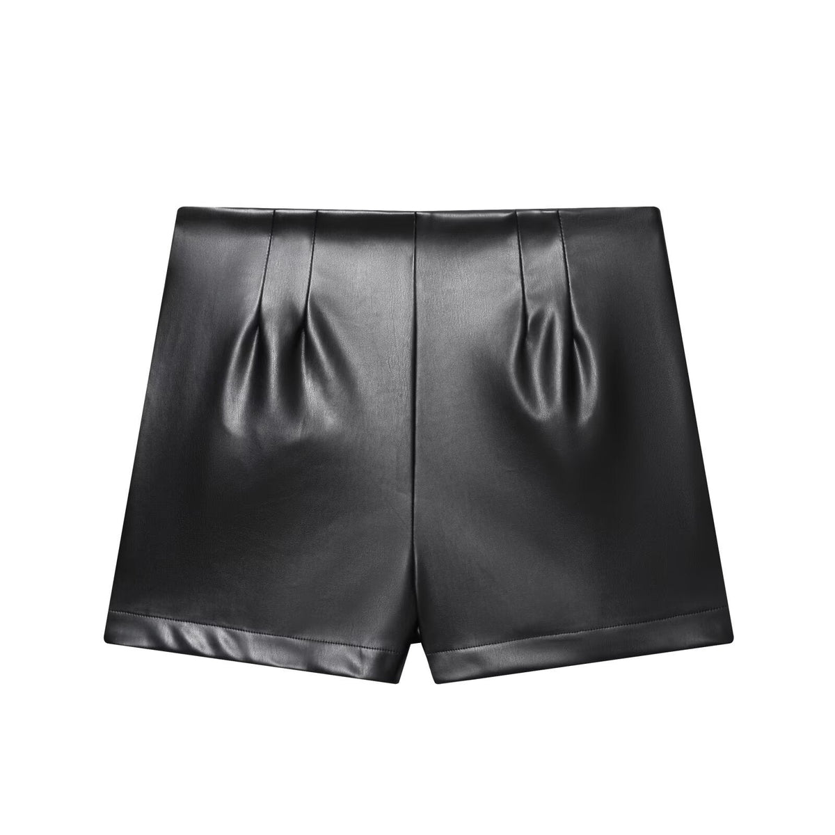 Suki | Faux Leather Shorts Black High Waisted Tailored