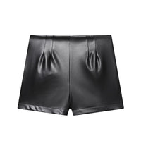 Suki | Faux Leather Shorts Black High Waisted Tailored