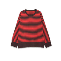 Margot | Striped Knit Sweater Red White Black Crew Neck