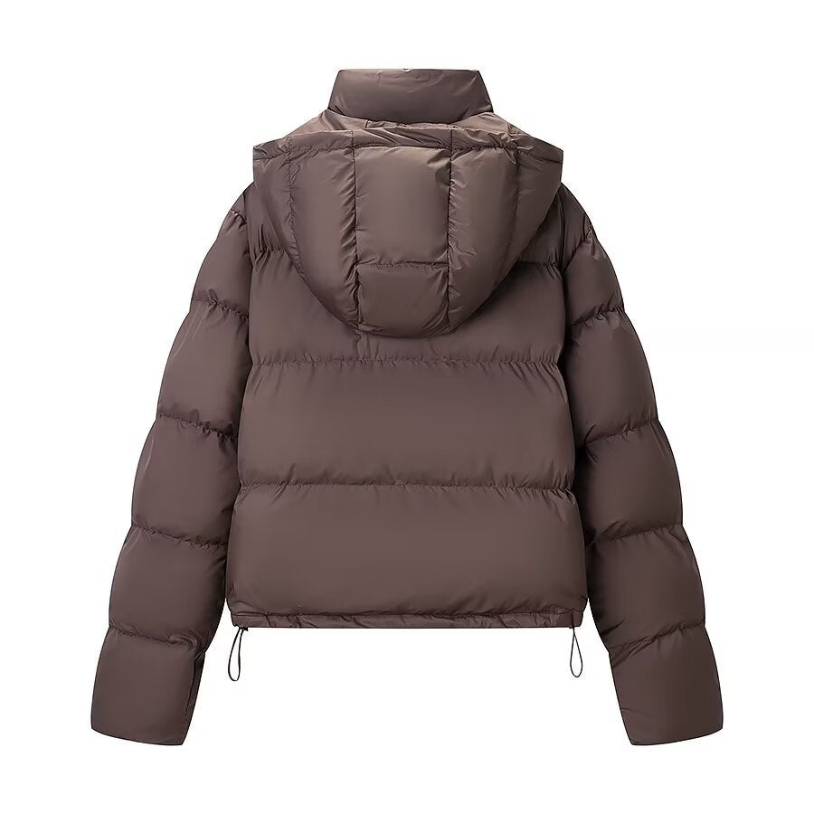 Fleur | Cropped Puffer Jacket Brown Hooded