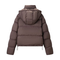 Fleur | Cropped Puffer Jacket Brown Hooded