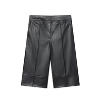 Isla | Faux Leather Shorts Black Wide Leg Culottes