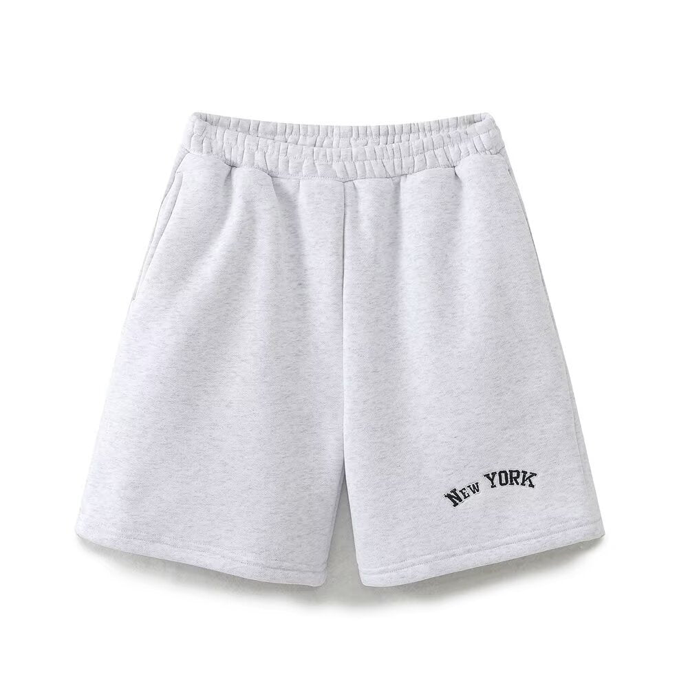 Isla | Casual Sweat Shorts Cream New York Print