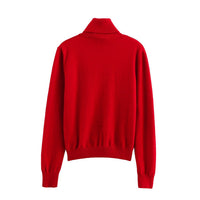 Luisa | Knit Pleated Skirt Set Red Turtleneck