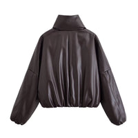 Aria | Cropped Puffer Jacket Brown Oversized