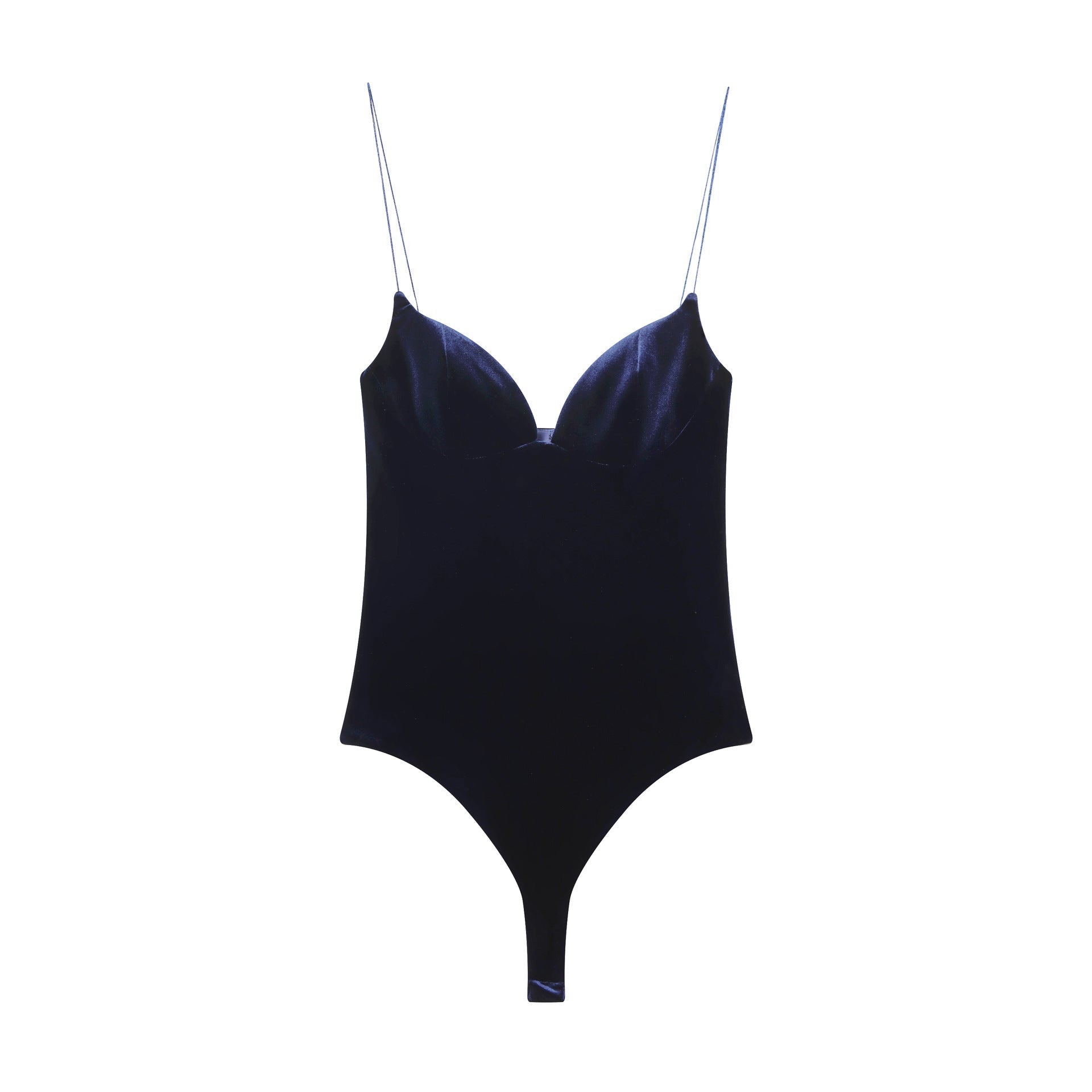 Vera | Satin Halter Bodysuit Black Thong Sleek