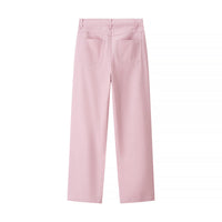 Vera | High Waisted Wide Leg Pants Pink Diamond Stitch