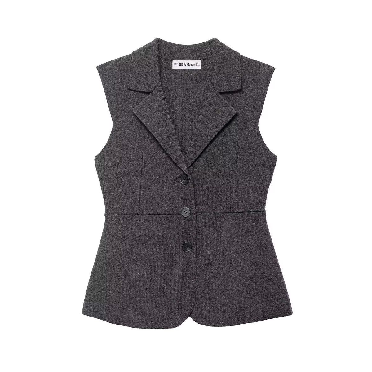Vera | Sleeveless Blazer Vest Gray Button Front Tailored