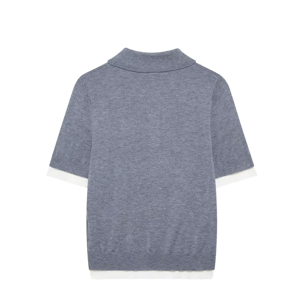 Vera | Knit Polo Short Sleeve Gray Contrast Trim