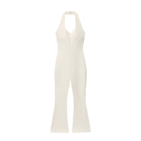 Iris | Halter Jumpsuit Cream Wide Leg Flare