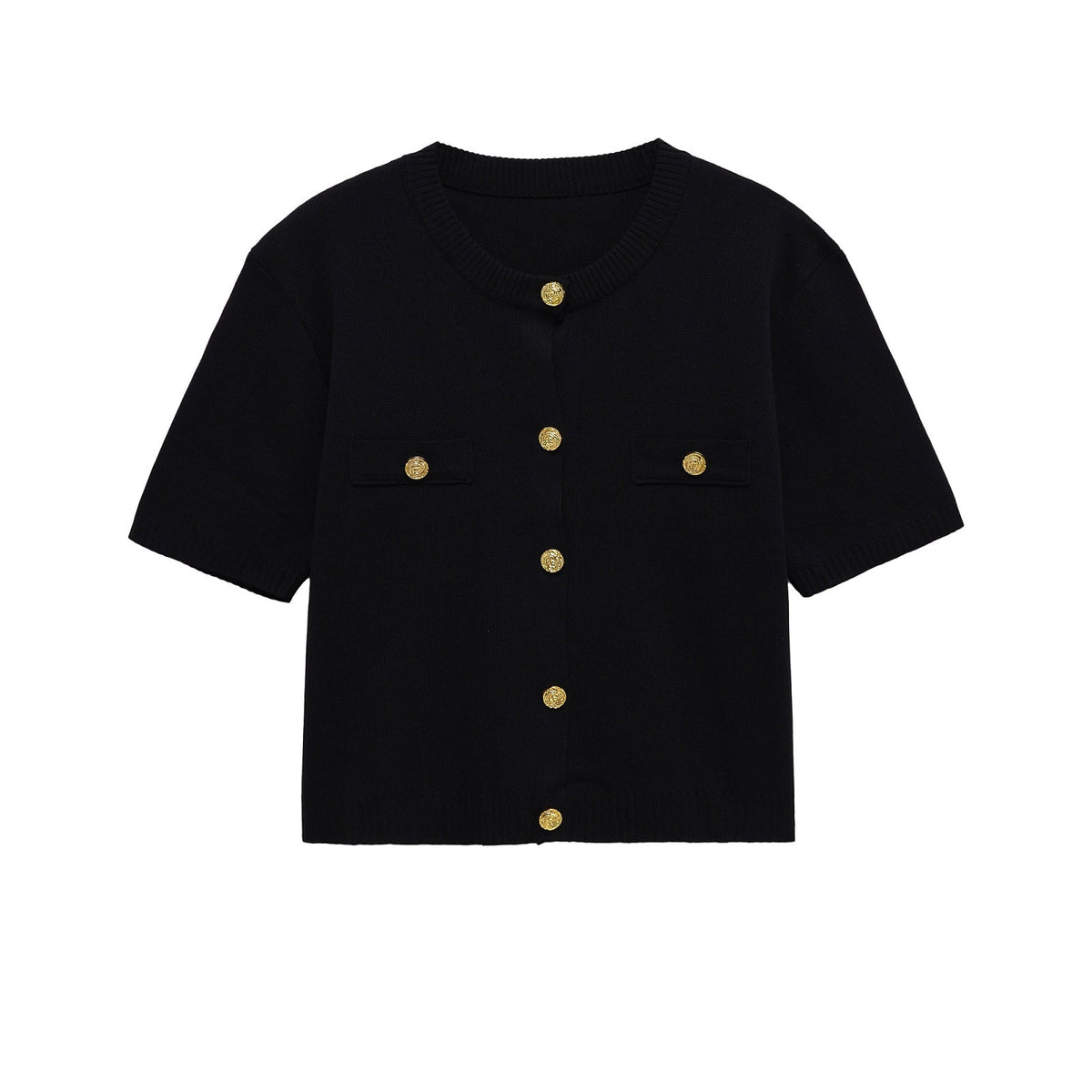 Vera | Knit Cardigan Yellow Short Sleeve Gold Button