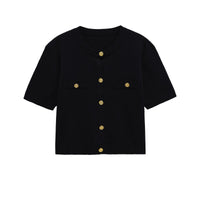 Vera | Knit Cardigan Yellow Short Sleeve Gold Button