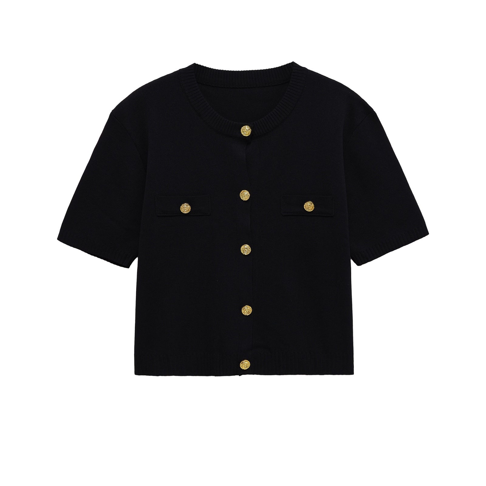 Vera | Knit Cardigan Yellow Short Sleeve Gold Button