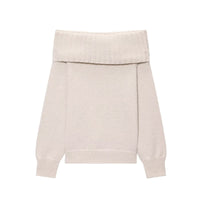 Vera | Off Shoulder Knit Sweater Cream Foldover Neck