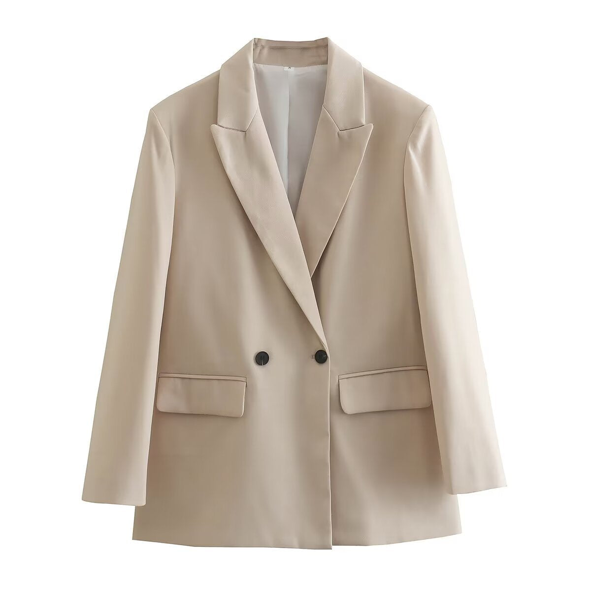 Vera | Casual Double Breasted Blazer Beige Long Sleeve