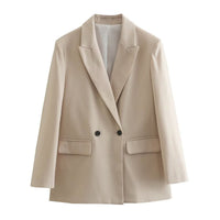 Vera | Casual Double Breasted Blazer Beige Long Sleeve