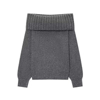 Vera | Off Shoulder Knit Sweater Cream Foldover Neck