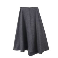 Zuri | A Line Midi Skirt Gray Wool Blend Asymmetrical