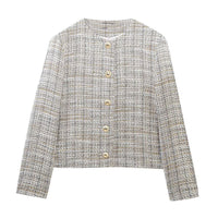 Vera | Tweed Cropped Blazer Skirt Set Cream Button Front