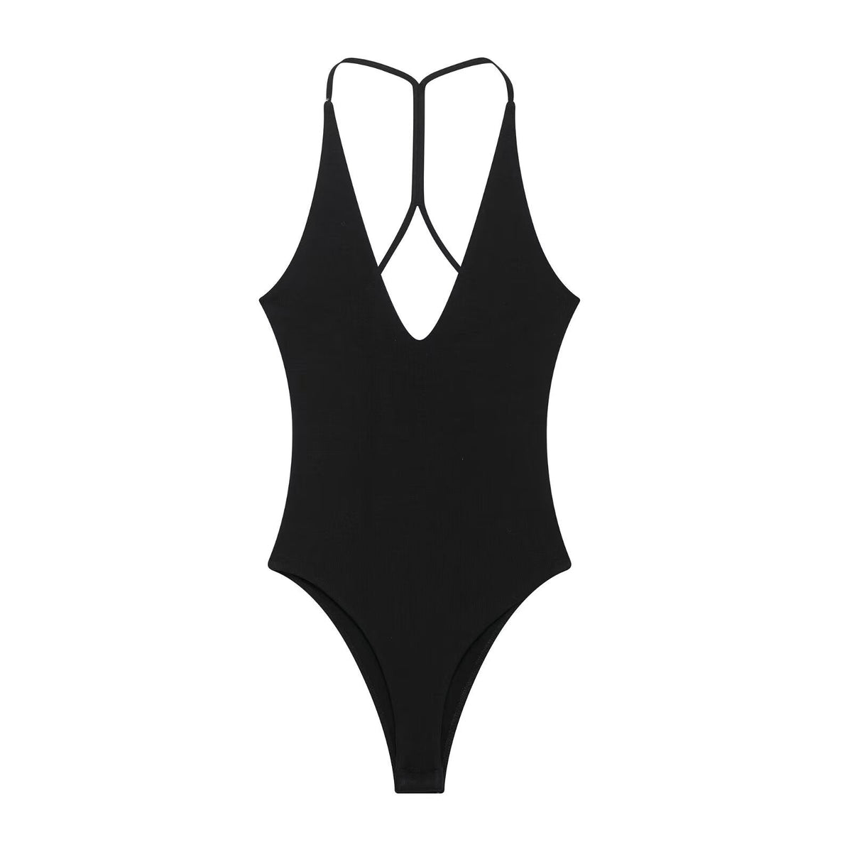 Vera | Backless V Neck Bodysuit Brown Thong