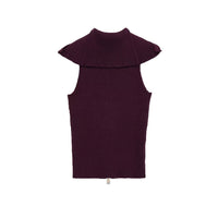 Lux | Oversized Zip Collar Sweater Vest Burgundy Ribbed