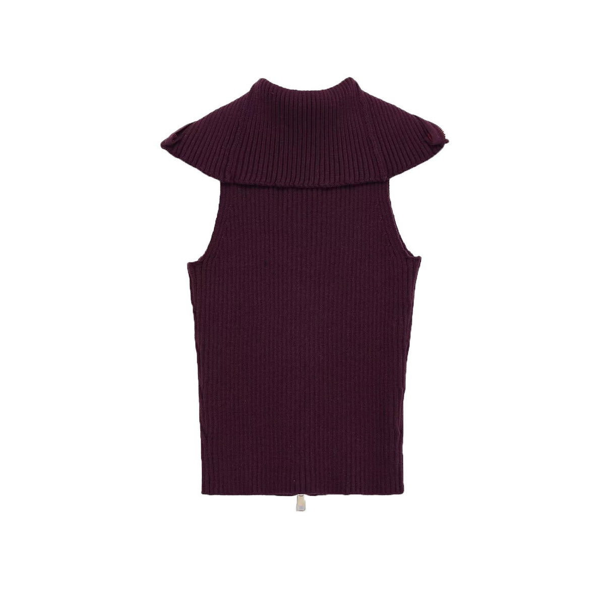 Lux | Oversized Zip Collar Sweater Vest Burgundy Ribbed