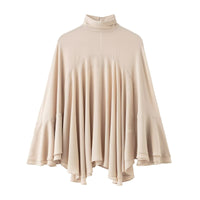 Tess | Turtleneck Draped Blouse Cream Long Sleeve