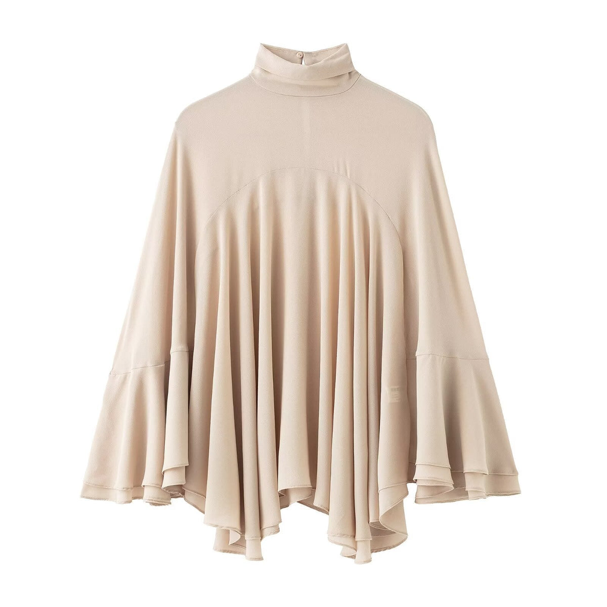 Tess | Turtleneck Draped Blouse Cream Long Sleeve