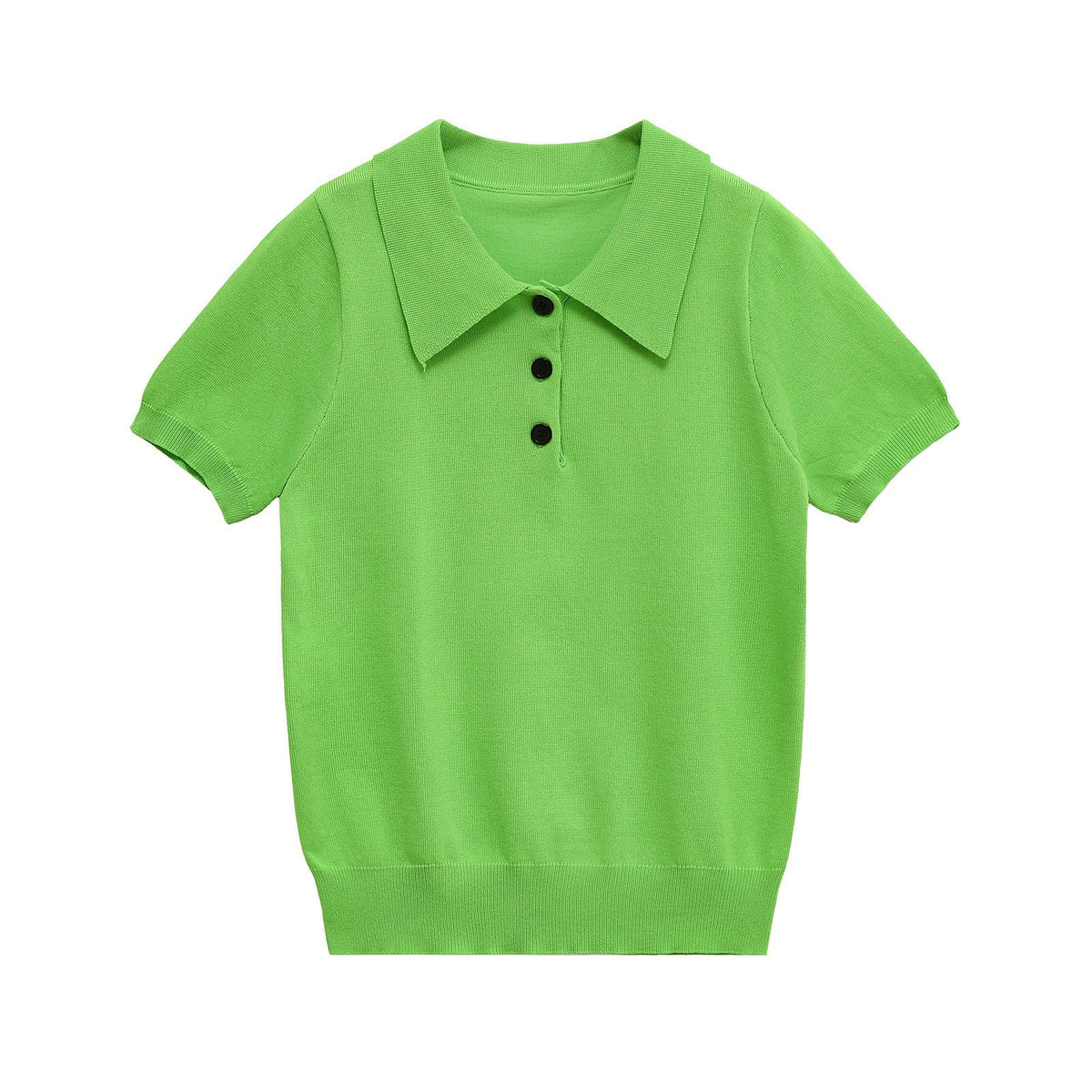 Vera | Knit Polo Shirt Short Sleeve Royal Blue Button Front