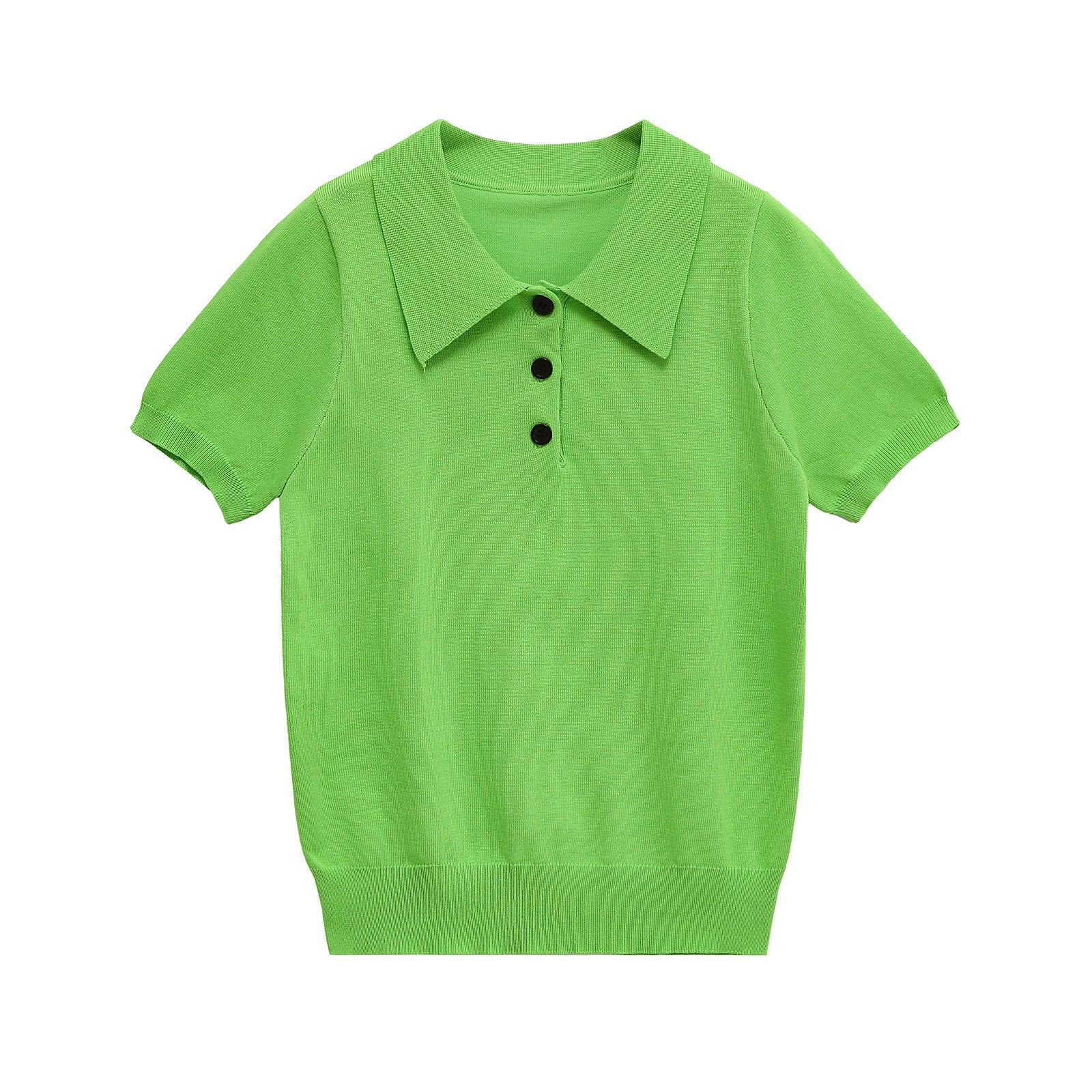 Vera | Knit Polo Shirt Short Sleeve Royal Blue Button Front