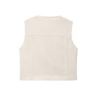Isla | Sleeveless Double Breasted Vest Cream Button Front