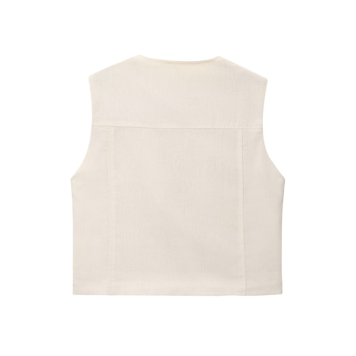 Isla | Sleeveless Double Breasted Vest Cream Button Front