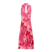 Lux | Halter Maxi Dress Red Orange Tie Dye Sheer