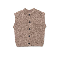 Isla | Knit Sweater Vest Beige Button Front