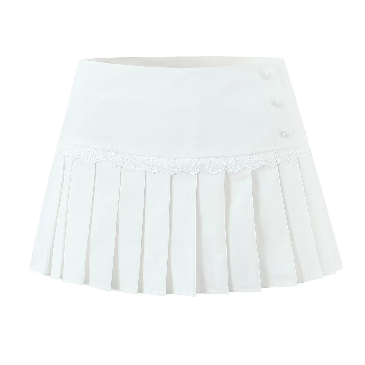 Neve | Puff Sleeve Button Up Blouse Pleated Skirt Set Cream