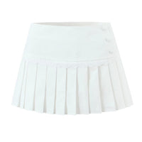 Neve | Puff Sleeve Button Up Blouse Pleated Skirt Set Cream