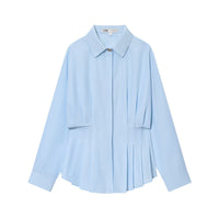 Thea | White Button Down Shirt Pleated Waist Long Sleeve