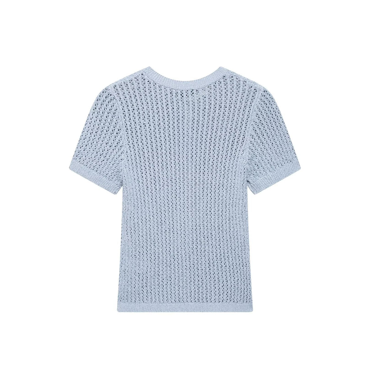 Vera | Short Sleeve Knit Cardigan Light Blue Button Up