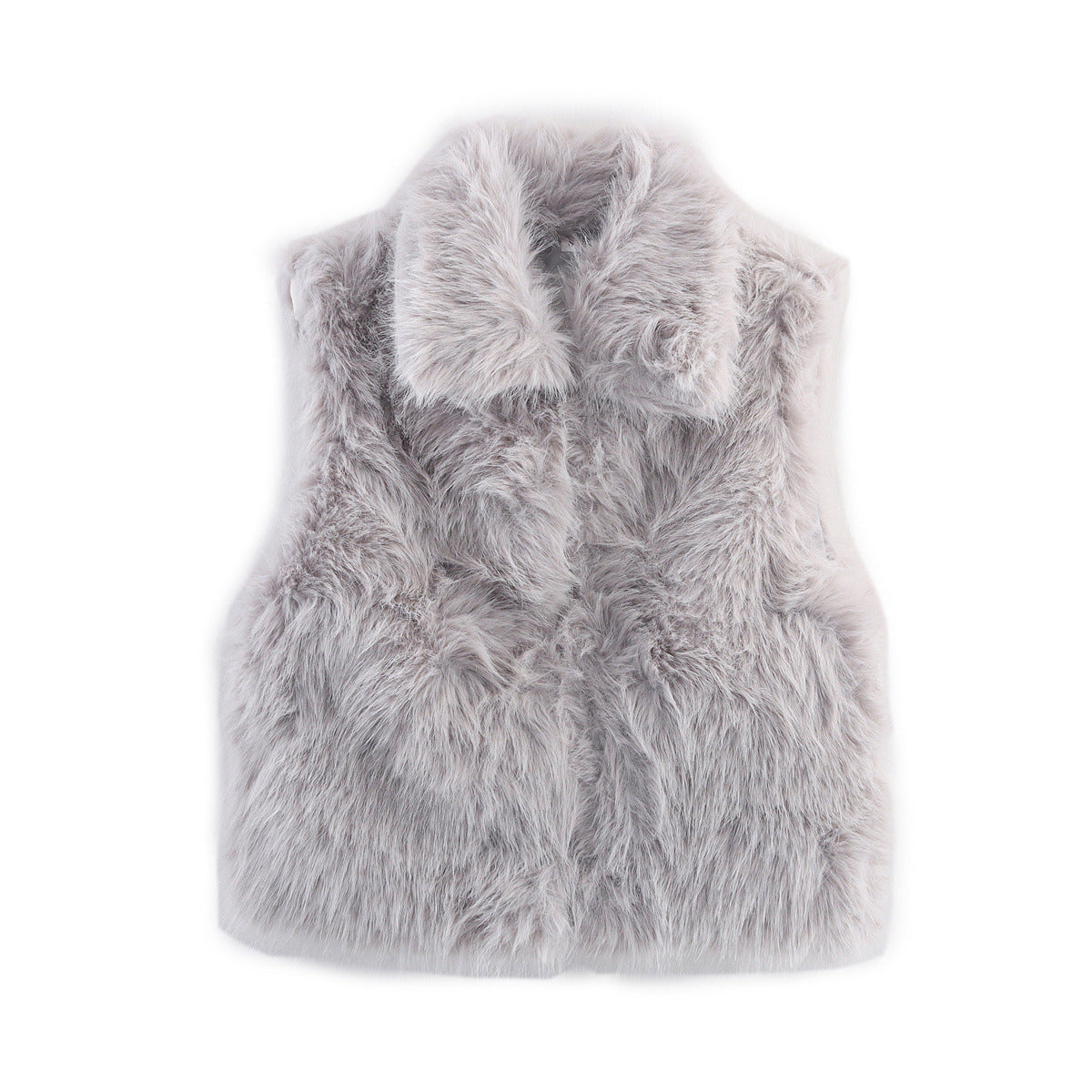 Viola | Faux Fur Vest Black Sleeveless Fluffy