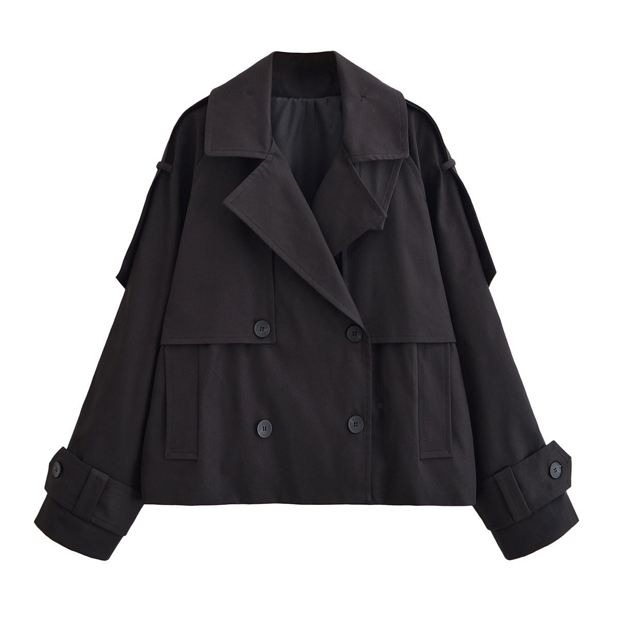 Neve | Double Breasted Trench Coat Cream Cropped