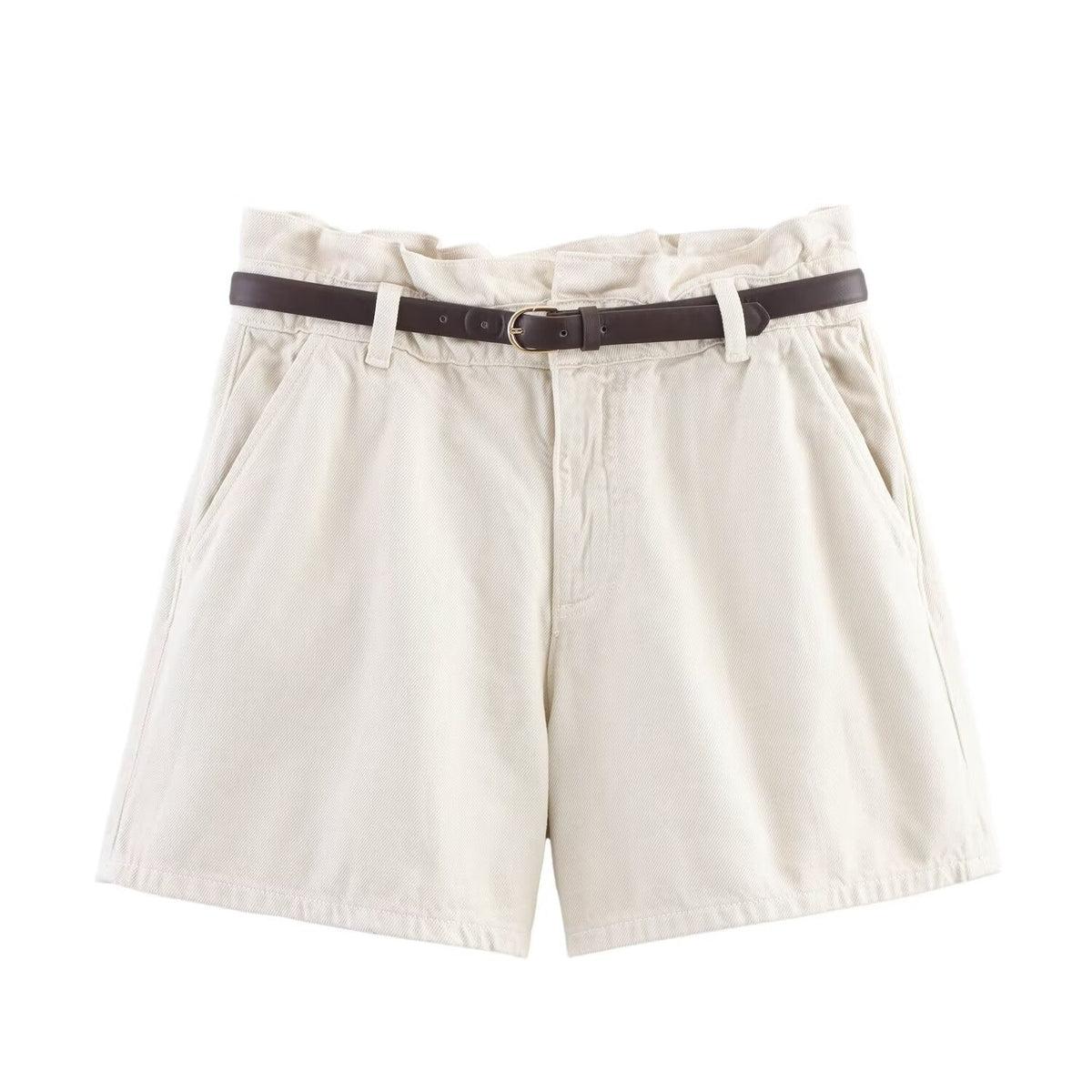 Vera | Tailored Cream Bermuda Shorts Belted