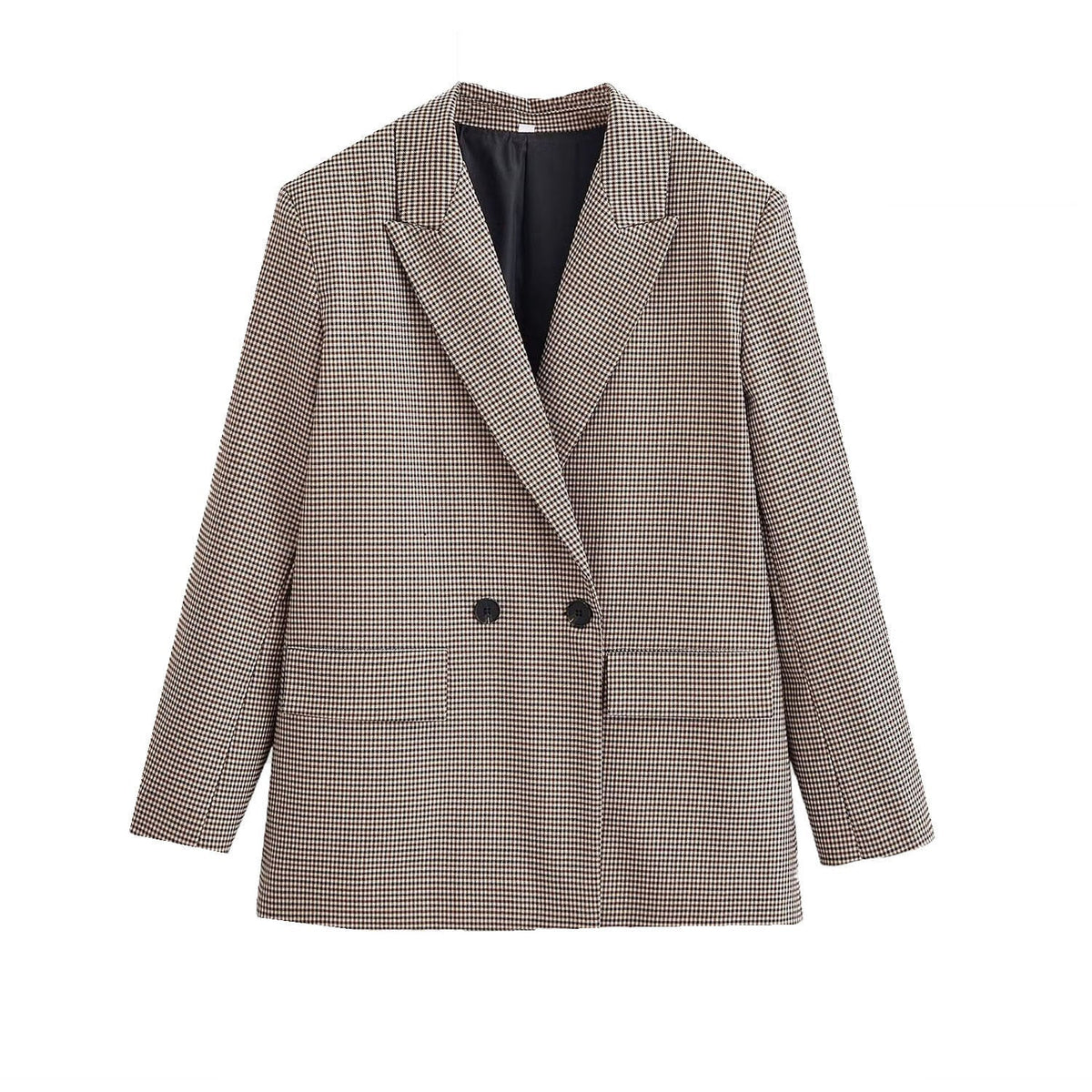 Paloma | Houndstooth Double Breasted Blazer Brown Tailored