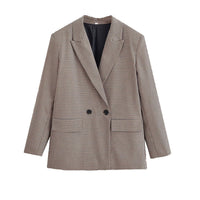 Paloma | Houndstooth Double Breasted Blazer Brown Tailored
