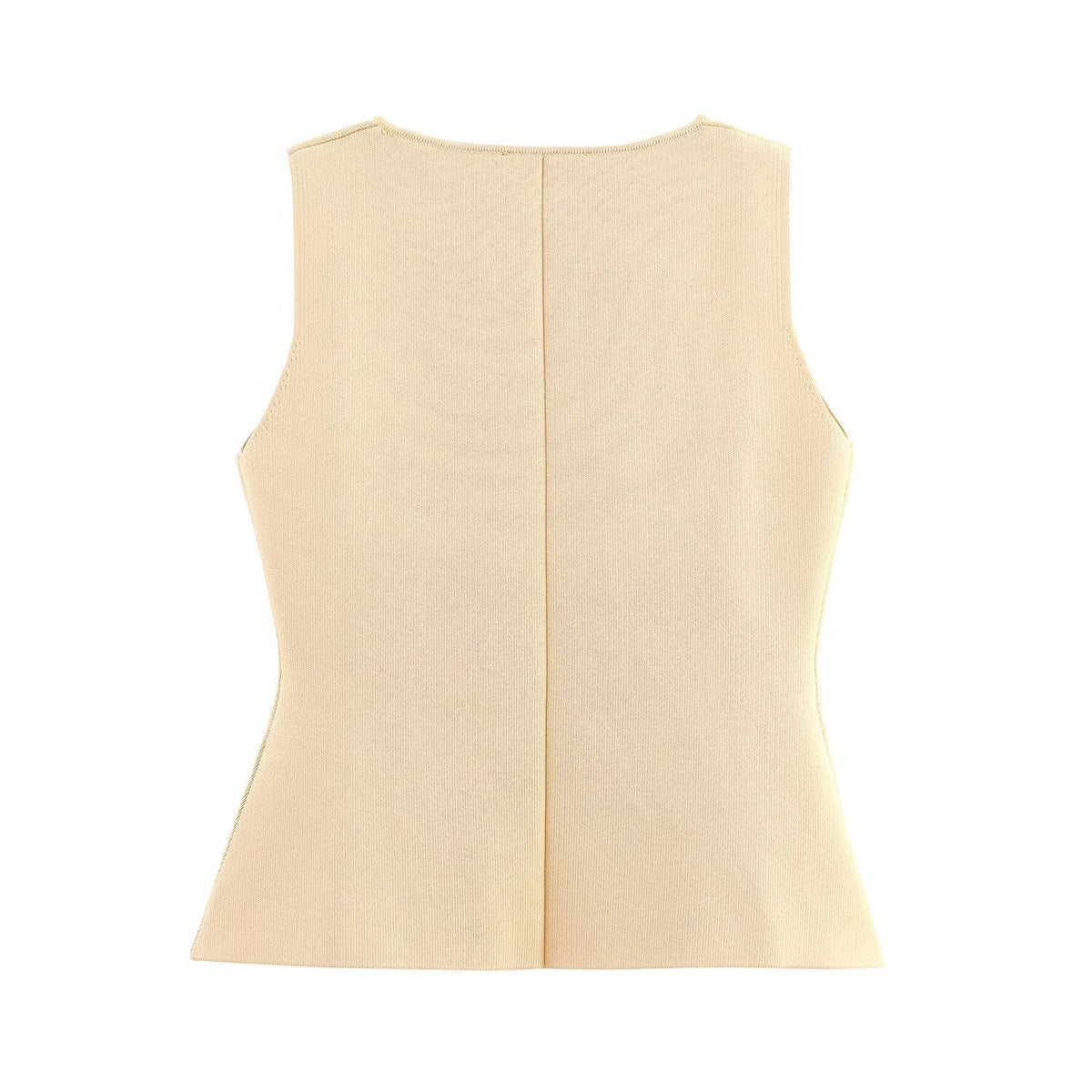 Vera | Ribbed Button Front Cardigan Cream Sleeveless