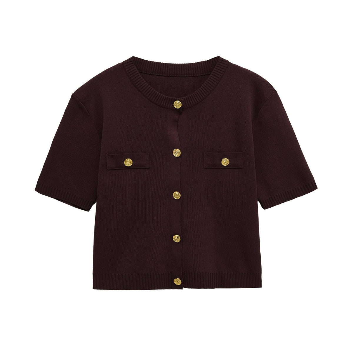 Vera | Knit Cardigan Yellow Short Sleeve Gold Button