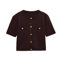 Vera | Knit Cardigan Yellow Short Sleeve Gold Button
