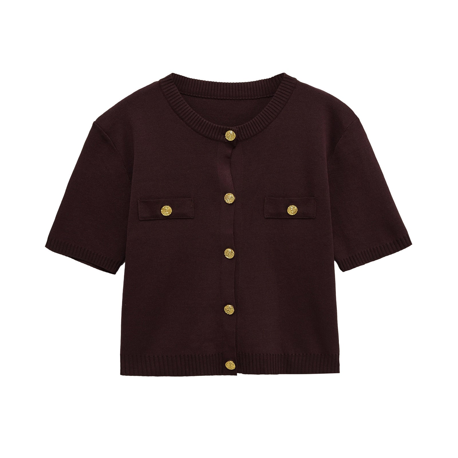 Vera | Knit Cardigan Yellow Short Sleeve Gold Button